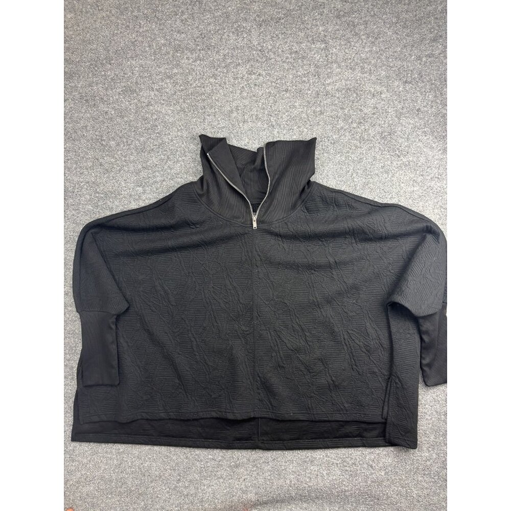 Buckle Black Sweater Womens L/XL Black Mock Neck 1/4 Zip Dolman‎ Knit Oversized